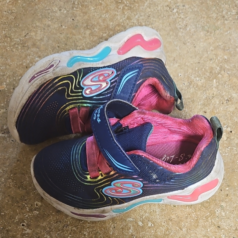 Skechers Kids' Navy and Pink Sneakers with Light-Up Soles